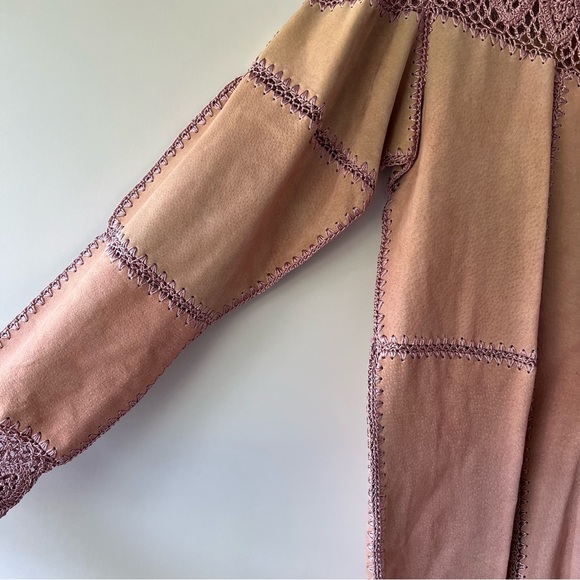 Dressbarn Leather Jacket Womens Long Sleeve Button Up Shingles Pink - Picture 3 of 12